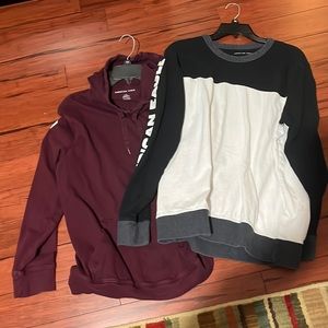 Bundle of 2 American eagle long sleeve shirts one w hood.